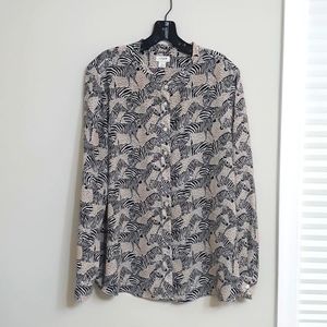 J.crew Zebra Leopard Button Down Too